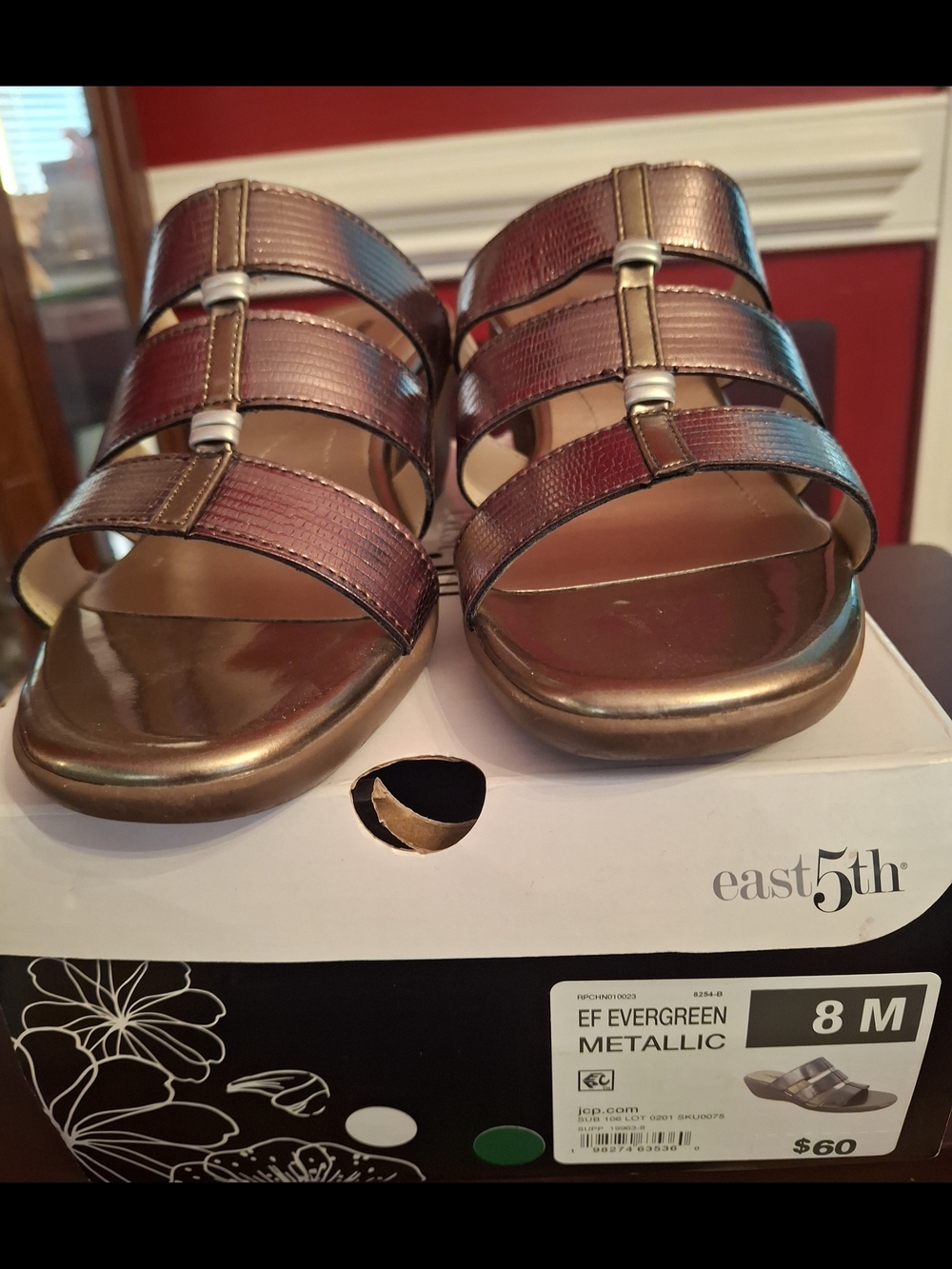 East 5th Metallic Bronze Multi-Strap Slide Sandals